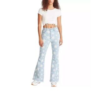 Madden Girl Carly Super High Rise Stars White Glare Jeans